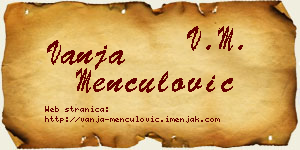 Vanja Menčulović vizit kartica